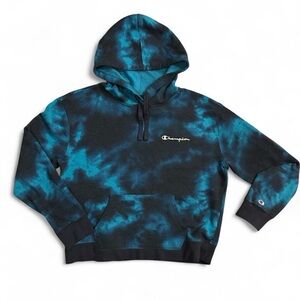 Champion Teal and Navy Tie-dye Hoodie